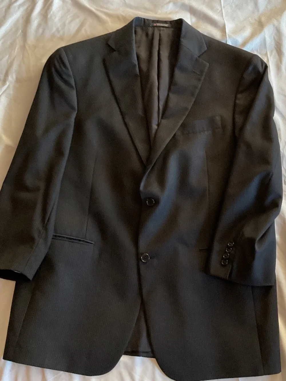 Hart Schaffer Marx Black Pinstripe Suite